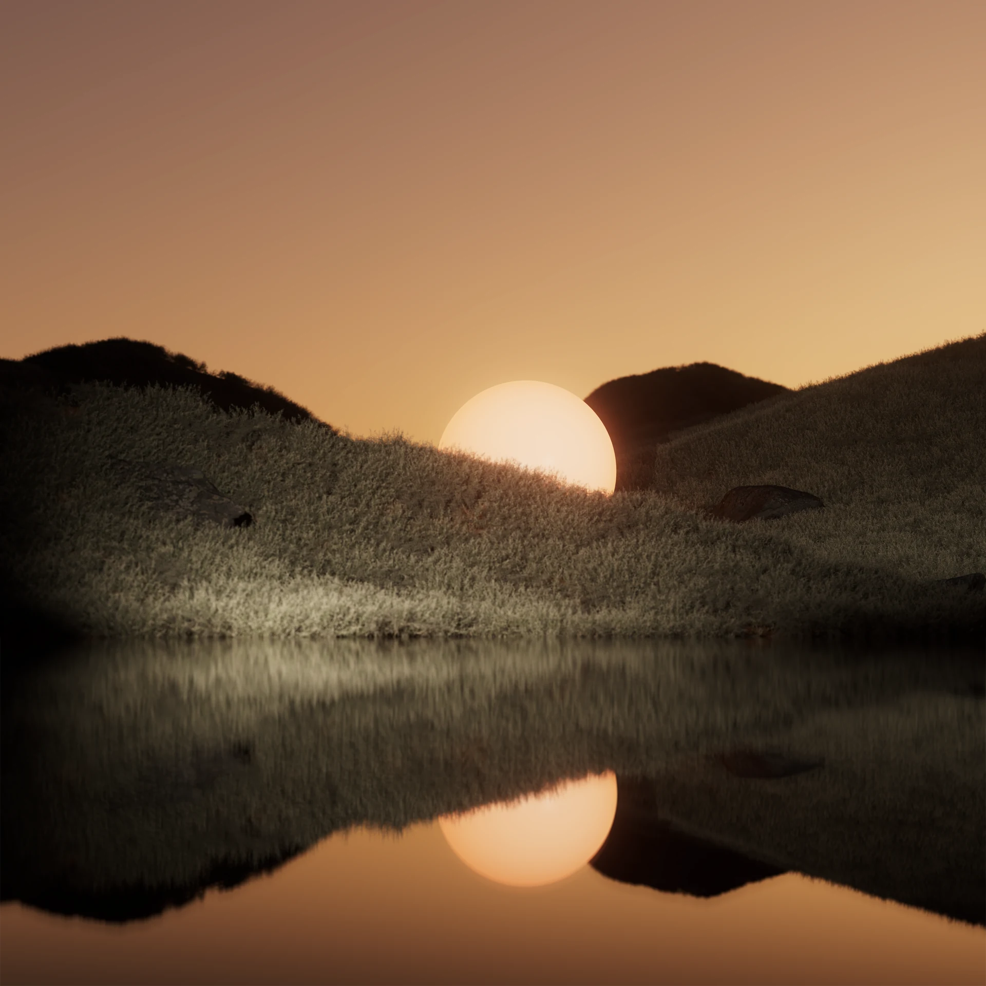 Sunset reflected in a still lake