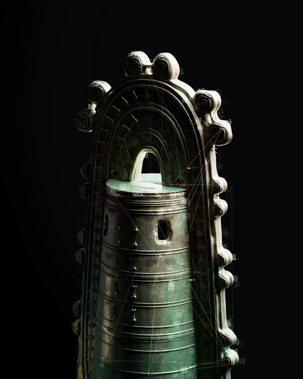 Animation of an ornate archway and reflective water